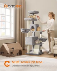FEANDREA Multi-Cat 68.5-in Plush Cat Tree & Condo, Dove Gray slide 2 of 6