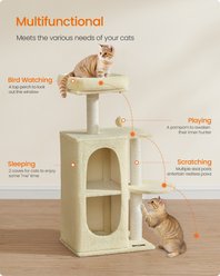 FEANDREA Small Indoor Climbing Frame with Perches & Plush Bed Scratching Post Cat Tree, 17.7 x 13.8 x 38.2-in, Sand Beige slide 2 of 6