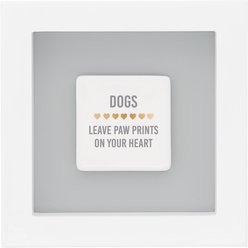 Pavilion Dog Pawprints Plaque, Grey/White, 4.75-in