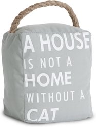 Pavilion Cat Door Stopper, Grey/White, 5 x 6-in