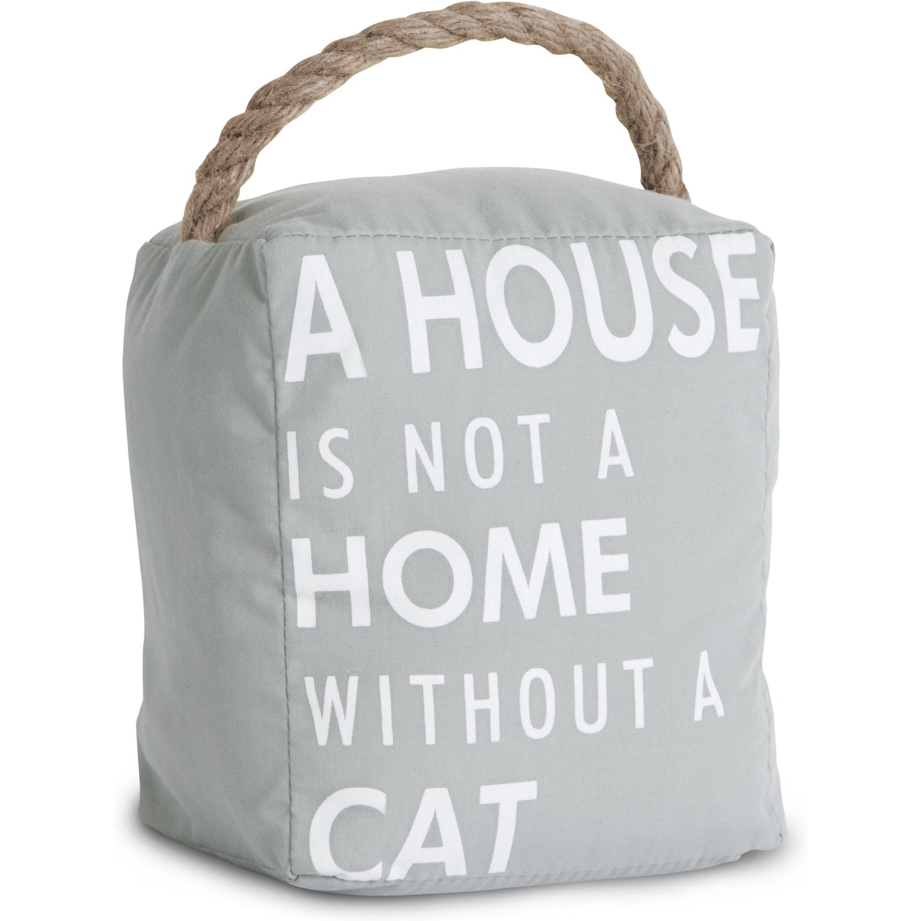Pavilion Cat Door Stopper, Grey/White, 5 x 6-in