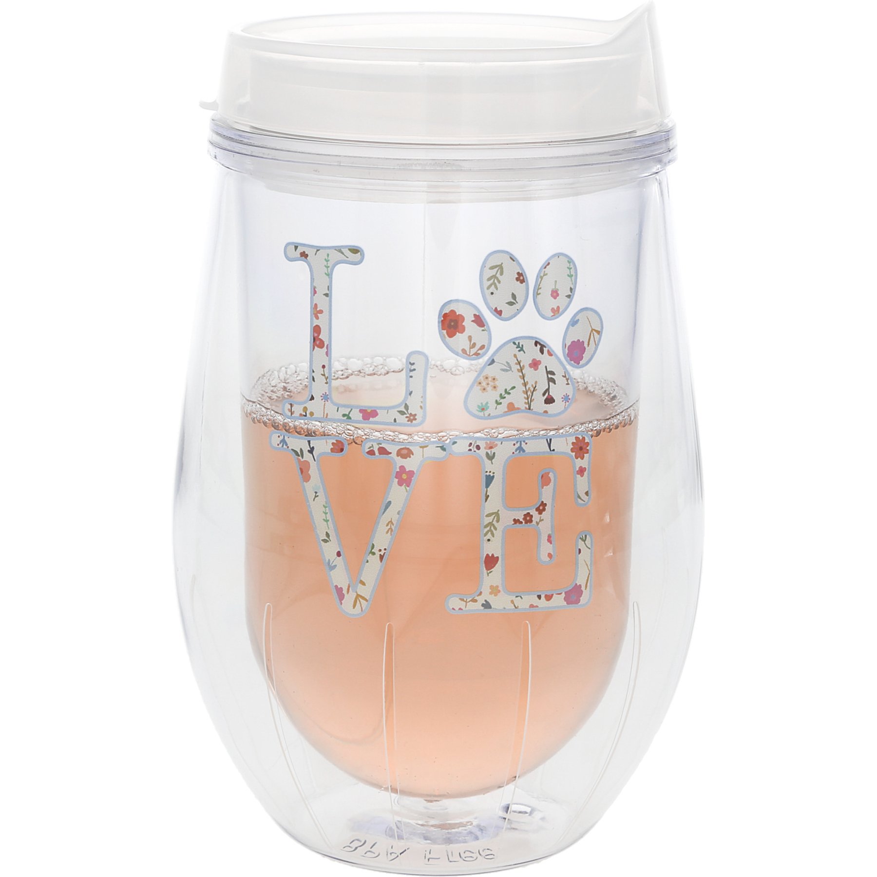 Pavilion Love Acrylic Stemless Wine Glass with Lid, 12-oz