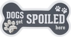 Pavilion Dogs Get Spoiled Here Plaque, Grey/White, 4-in slide 1 of 3