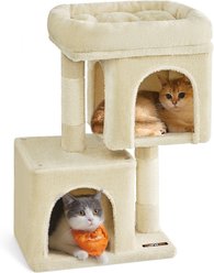 FEANDREA Multi-Level Plush Cat Tree & Condo, 26.4-in, Beige