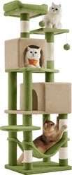 FEANDREA Multi-Level Cat Tree, 61-in, Grass Green/Camel Brown