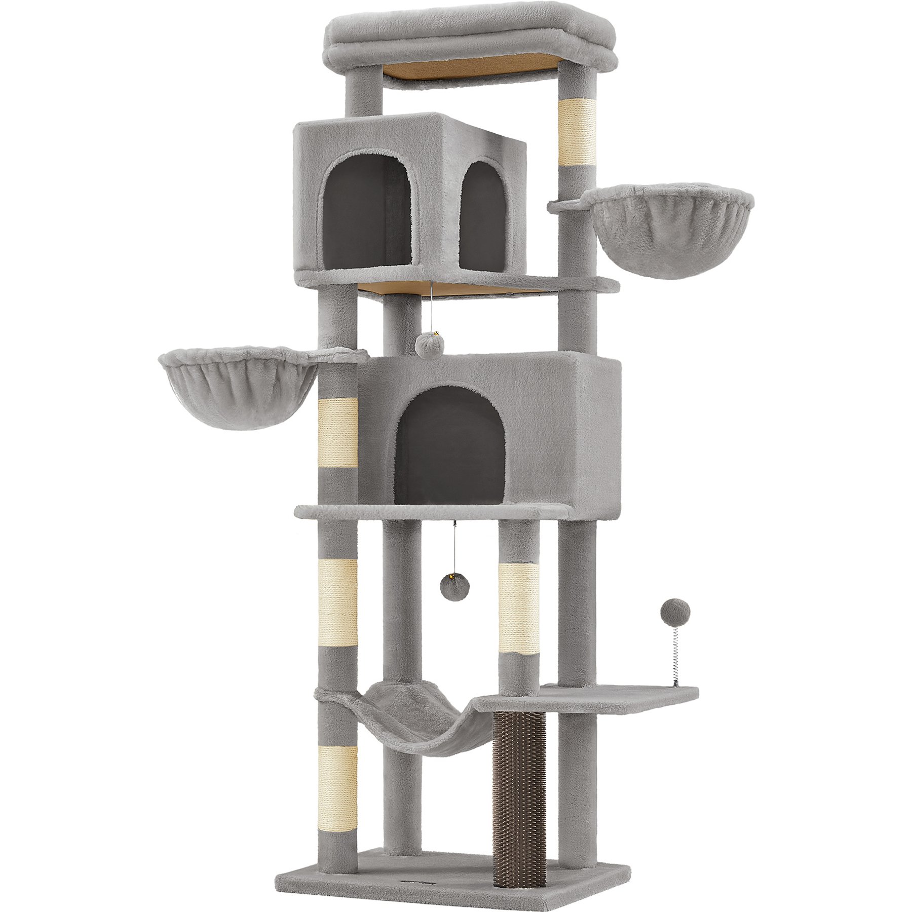 FEANDREA Multi-Level 69-in Plush Cat Tree & Condo, Dove Gray