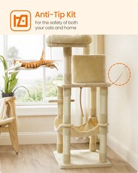 FEANDREA 56.3-in Plush Cat Tree & Condo with 11 Scratching Posts, Beige slide 2 of 9