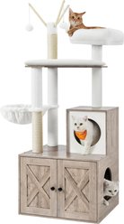 FEANDREA Modern 54.3-in 2-in-1 Plush Cat Tree & Condo with Litter Box Enclosure, Greige