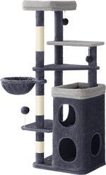 FEANDREA Tall Multi-Story Apartment with 2 Beds & 3 Scratching Posts Cat Tree Tower, 21 x 18 x 60-in, Dark Gray