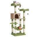 FEANDREA 56.3-in Plush Cat Tree & Condo with 11 Scratching Posts, Grass Green/Camel Brown