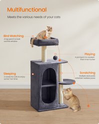 FEANDREA Small Indoor Climbing Frame with Perches & Plush Bed Scratching Post Cat Tree, 17.7 x 13.8 x 38.2-in, Dark Gray slide 2 of 6