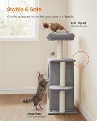 FEANDREA Kitten 38.2-in Plush Cat Tree & Condo, Light Gray slide 2 of 6