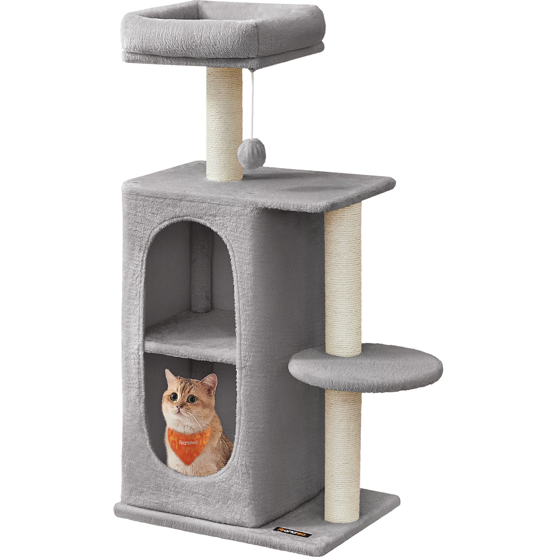 FEANDREA Kitten 38.2-in Plush Cat Tree & Condo, Light Gray