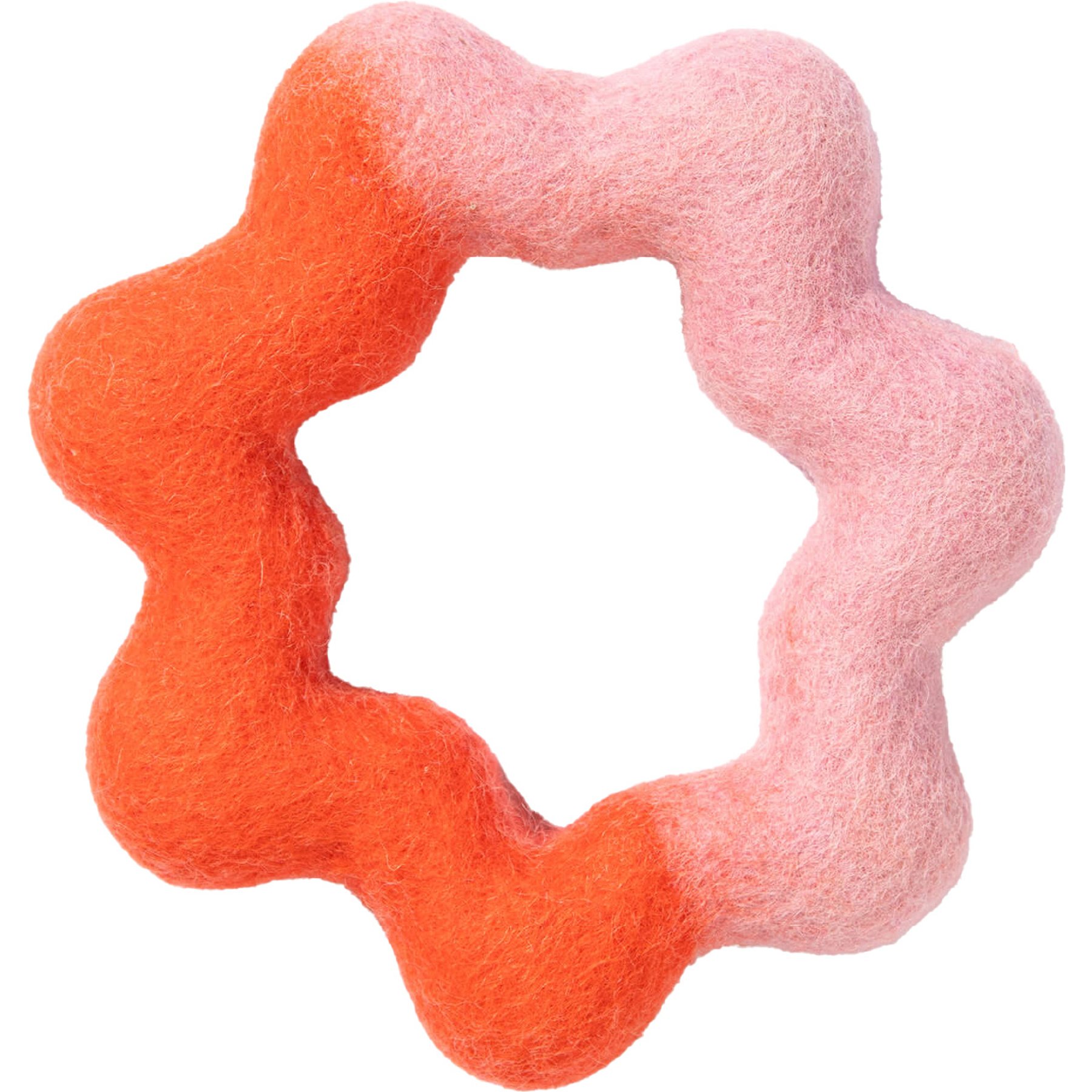 Awoo Wiggle Ring Felt Dog Tug Toy, Orange/Pink