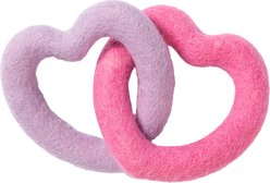 Awoo Sweethearts Felt Dog Tug Toy, Pink/Lilac