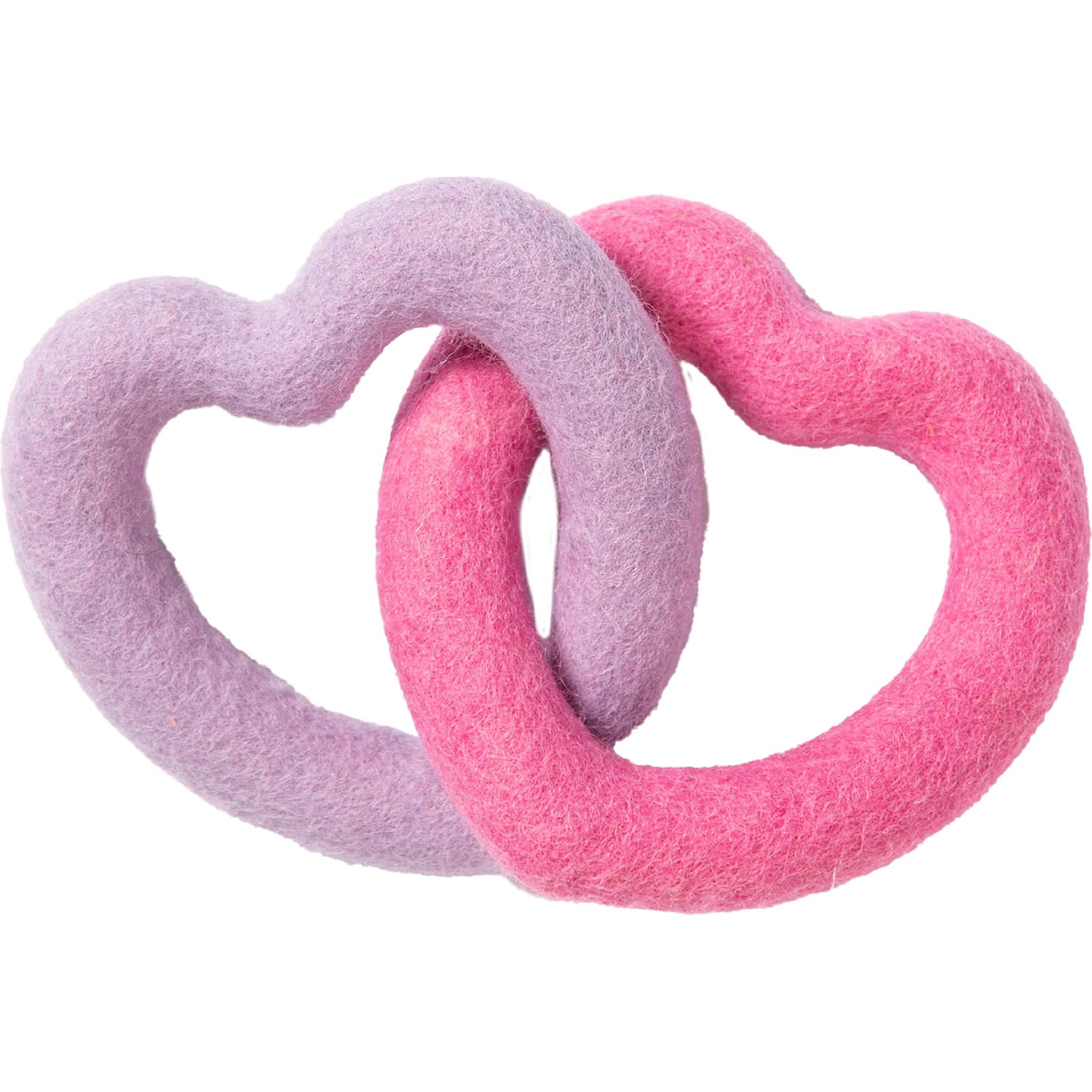 Awoo Sweethearts Felt Dog Tug Toy, Pink/Lilac