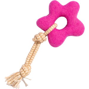 Awoo Pullin' Posies Felt & Rope Dog Tug Toy, Pink