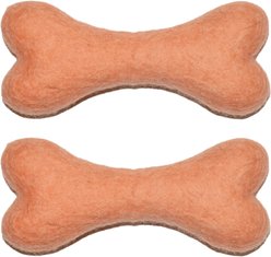 Awoo Felt Toy Bones Dog Toy, bundle of 2, Peach
