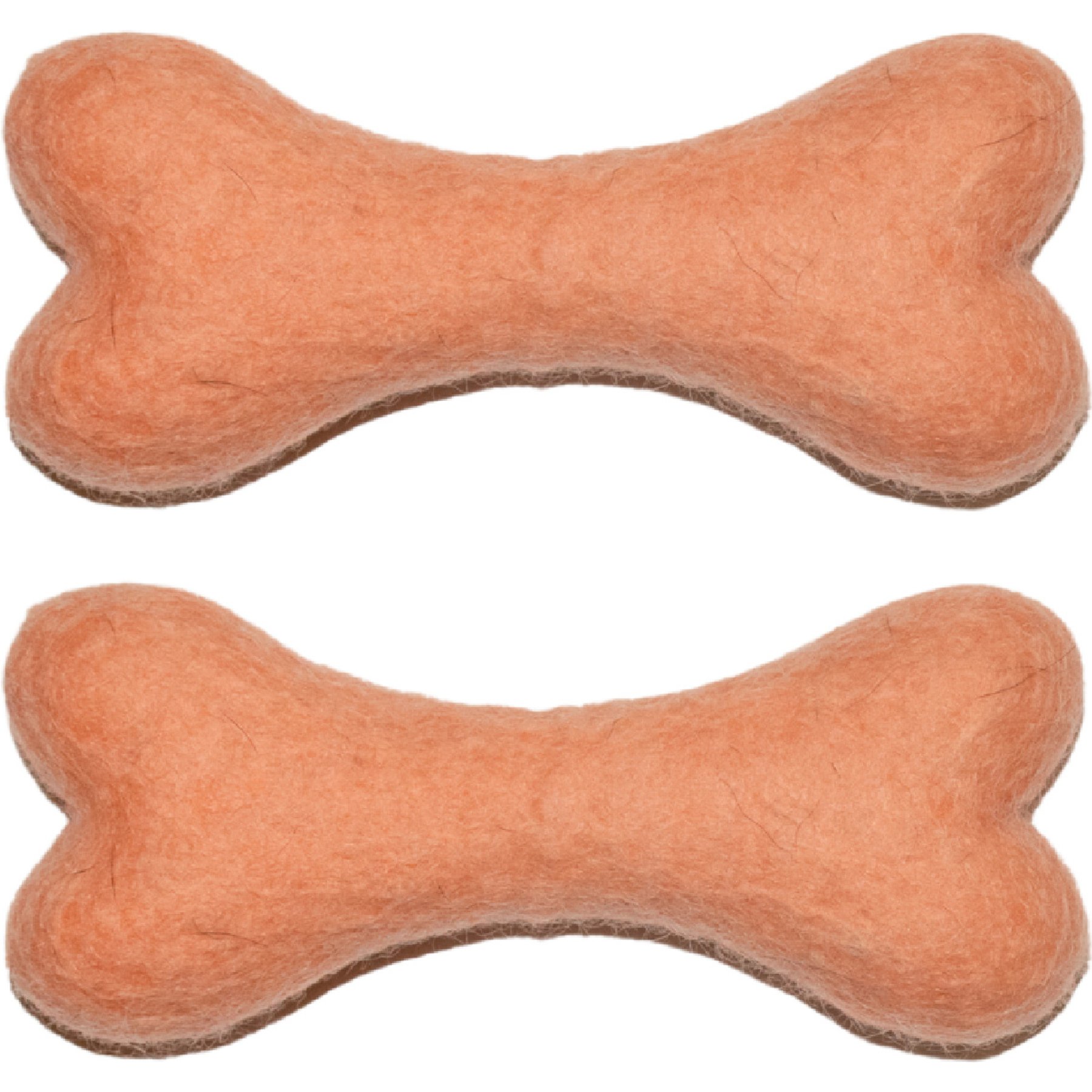 Awoo Felt Toy Bones Dog Toy, bundle of 2, Peach