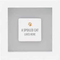 Pavilion Spoiled Cat Plaque, Grey/White, 4.75-in