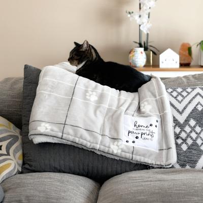 Show full view: Pavilion Pawprints Home Sherpa & Royal Plush Blanket, Grey/White, 50 x 60-in slide 3 of 3
