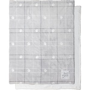 Pavilion Pawprints Home Sherpa & Royal Plush Blanket, Grey/White, 50 x 60-in