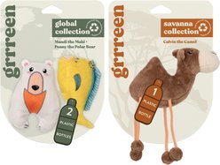 Grrreen Mahi Polar Bear Cat Plush Toy with Catnip, Multi, Small, 2 count + Camel Plush Cat Toy with Catnip, Brown, Small slide 1 of 9
