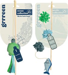 Grrreen Turtle Teaser Cat Toy with Catnip, Green, Small + Fish Teaser Cat Toy with Catnip, Multi, Small slide 1 of 9