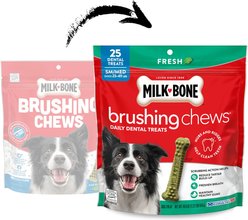 Milk-Bone Brushing Chews Small & Medium Fresh Mint Flavor Daily Dental Dog Treats, 25 count slide 2 of 8