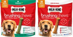 Milk-Bone Original Brushing Chews + Fresh Breath Brushing Chews Daily Dental Large Dog Treats
