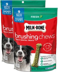 Milk-Bone Brushing Chews Small & Medium Fresh Mint Flavor Daily Dental Dog Treats, 36 count bundle