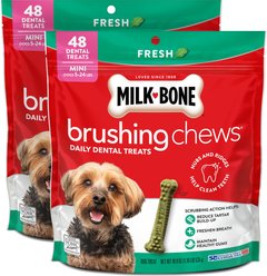 Milk-Bone Brushing Chews Mini Fresh Mint Flavor Daily Dental Dog Treats, 96 count bundle