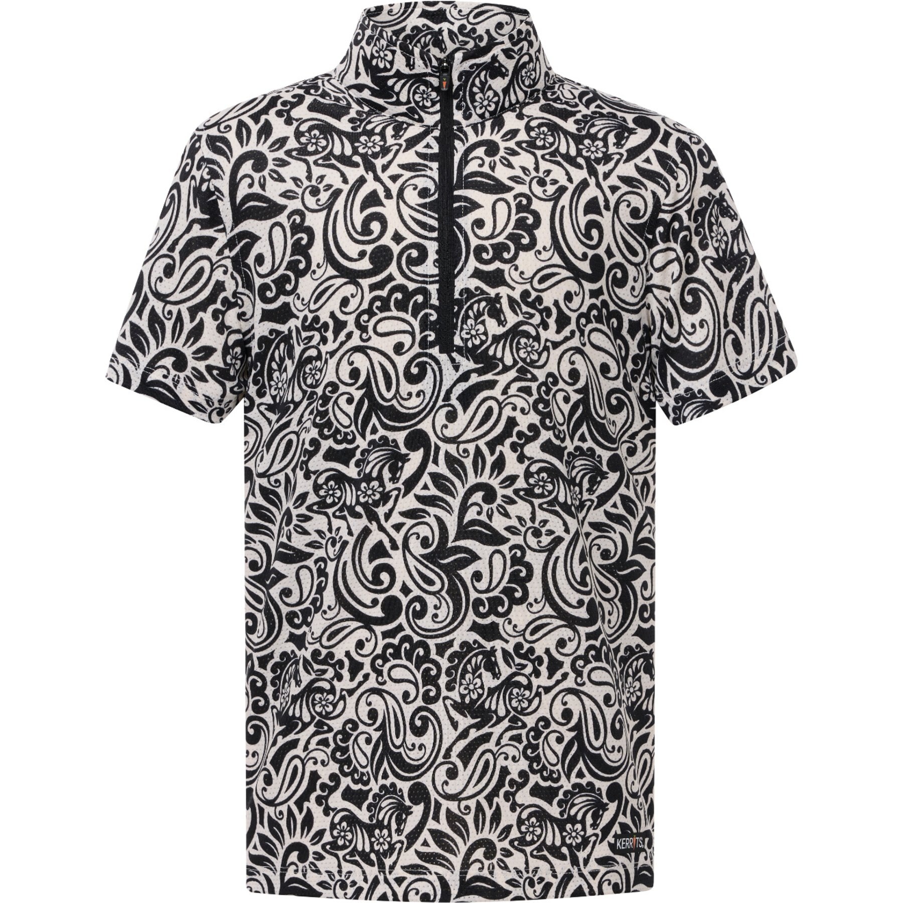 Kerrits Kids Equibreeze Ice Fil Short Sleeve Riding Shirt, Soft White Posh Paisley, Small