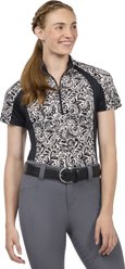 Kerrits Equibreeze Ice Fil Short Sleeve Riding Shirt, Soft White Posh Paisley, X-Small