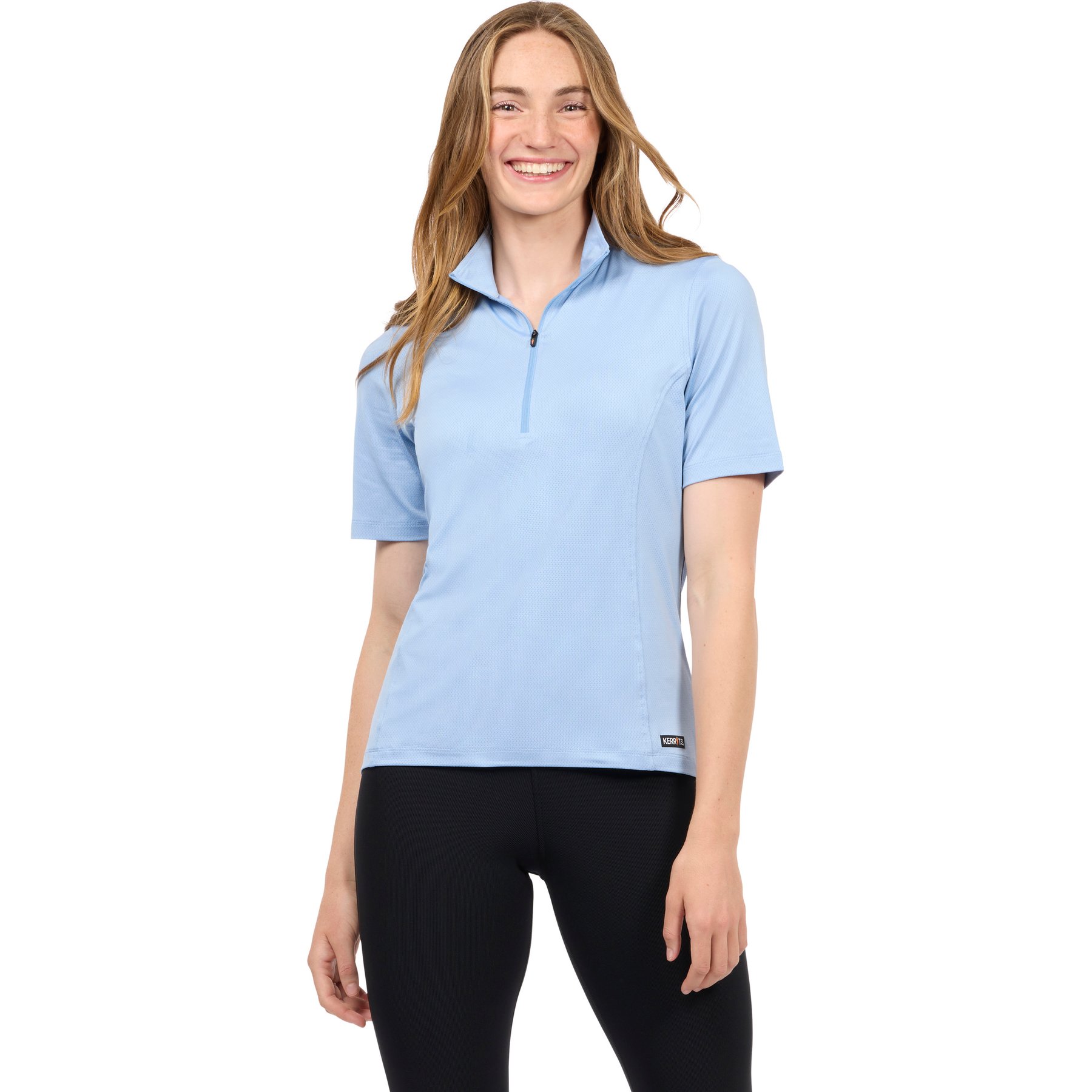 Kerrits Ice Fil Lite Short Sleeve Horse Riding Shirt, Carolina Blue, XX-Small