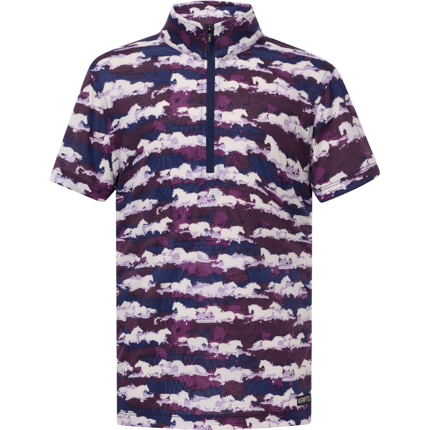 Kerrits Kids Equibreeze Ice Fil Short Sleeve Riding Shirt, Berry Brushstrokes, X-Large