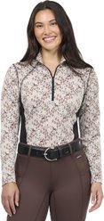 Kerrits Equibreeze Ice Fil Long Sleeve Riding Shirt, Mocha Equine Meadow, X-Small