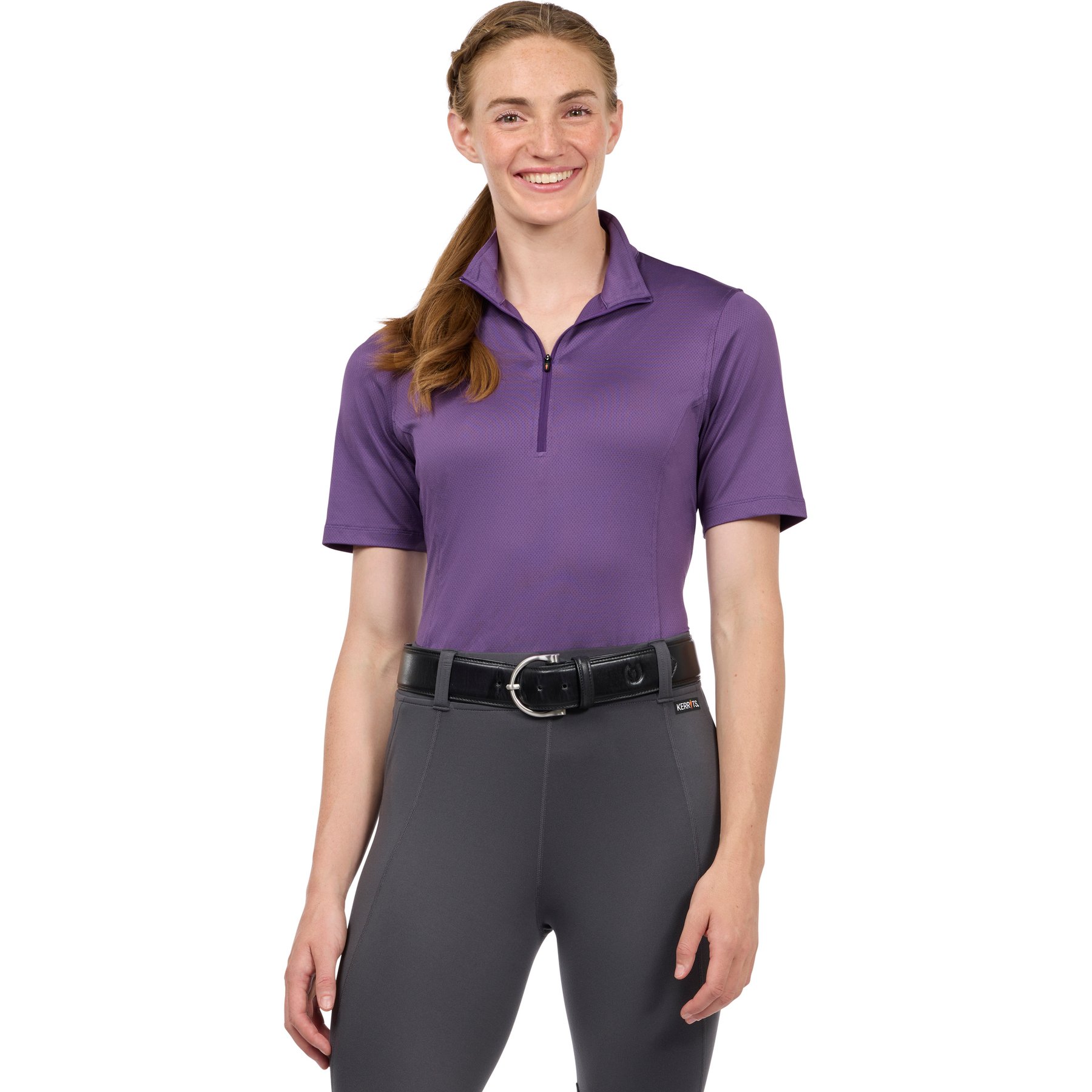 Kerrits Ice Fil Lite Short Sleeve Horse Riding Shirt, Purple, XX-Small