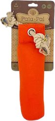 Pata Pal Cotton Canvas & Rope Trainer Tough Squeaky Dog Chew Toy, Orange, 9.5-in
