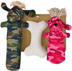 Pata Pal Sarg, T-Bone & Pinky Tough Squeaky Dog Chew Toy, Multi, 12-in, 3 count