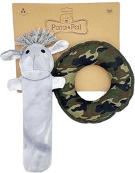 Pata Pal Labby-Do & Green Camo Disk Tough Squeaky Dog Chew Toy, Multi, 15-in, 2 count