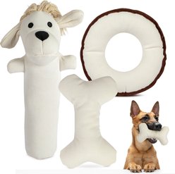 Pata Pal Harry the Hound, T-Bone & Disk Tough Squeaky Dog Chew Toy, White, 15-in, 3 count slide 2 of 6