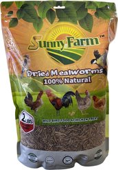 SunnyFarm 100% Natural Dried Mealworms Crumble Chicken Feed, 2-lb bag