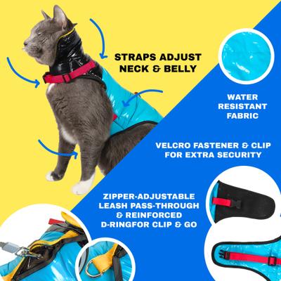 Show full view: Travel Cat The Catagonia Cat Puffer Jacket Harness, Small: 7 to 10-in neck, 13 to 17-in chest slide 4 of 9