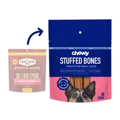 Chewy Made Small Stuffed Bone Treats Meaty Middle Made with real Bacon (FORMERLY TRUE ACRE FOODS), 30 count
