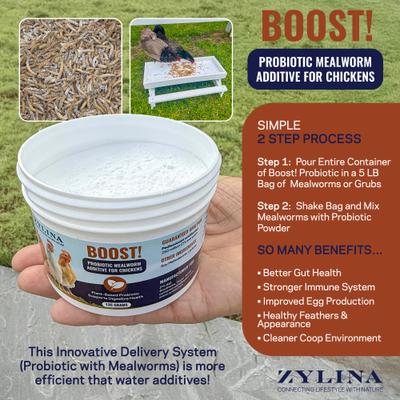 Show full view: Zylina Healthy Mealworm Chicken Supplement with Probiotic Additive, 5-lb bag, 1 count slide 2 of 9