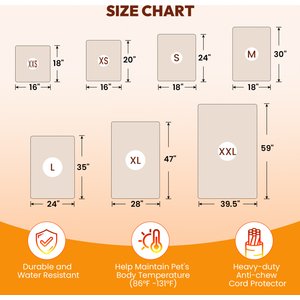 Niubya Dog & Cat Heating Pad with Removable Cover, Grey, Medium