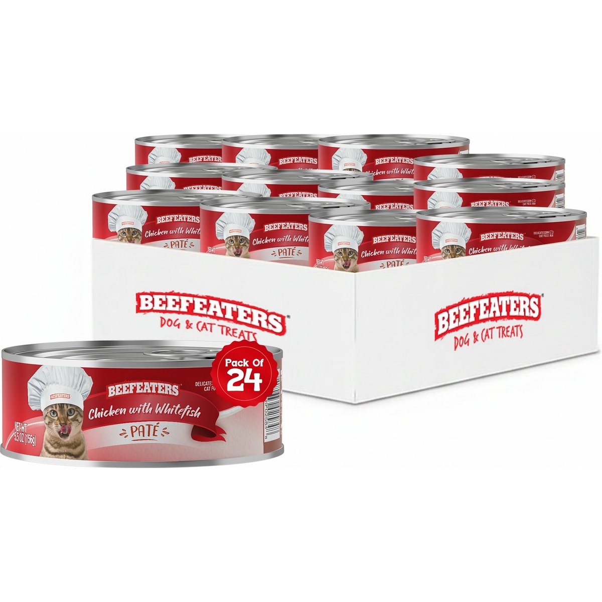 Beefeaters Chicken Whitefish Pate Wet Cat Food, 5.5-oz can, case of 24