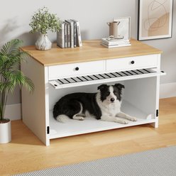 Xbrigh Wooden Side Table Style Indoor Kennel Dog crate with Drawers, White, Large: 40-in slide 1 of 9