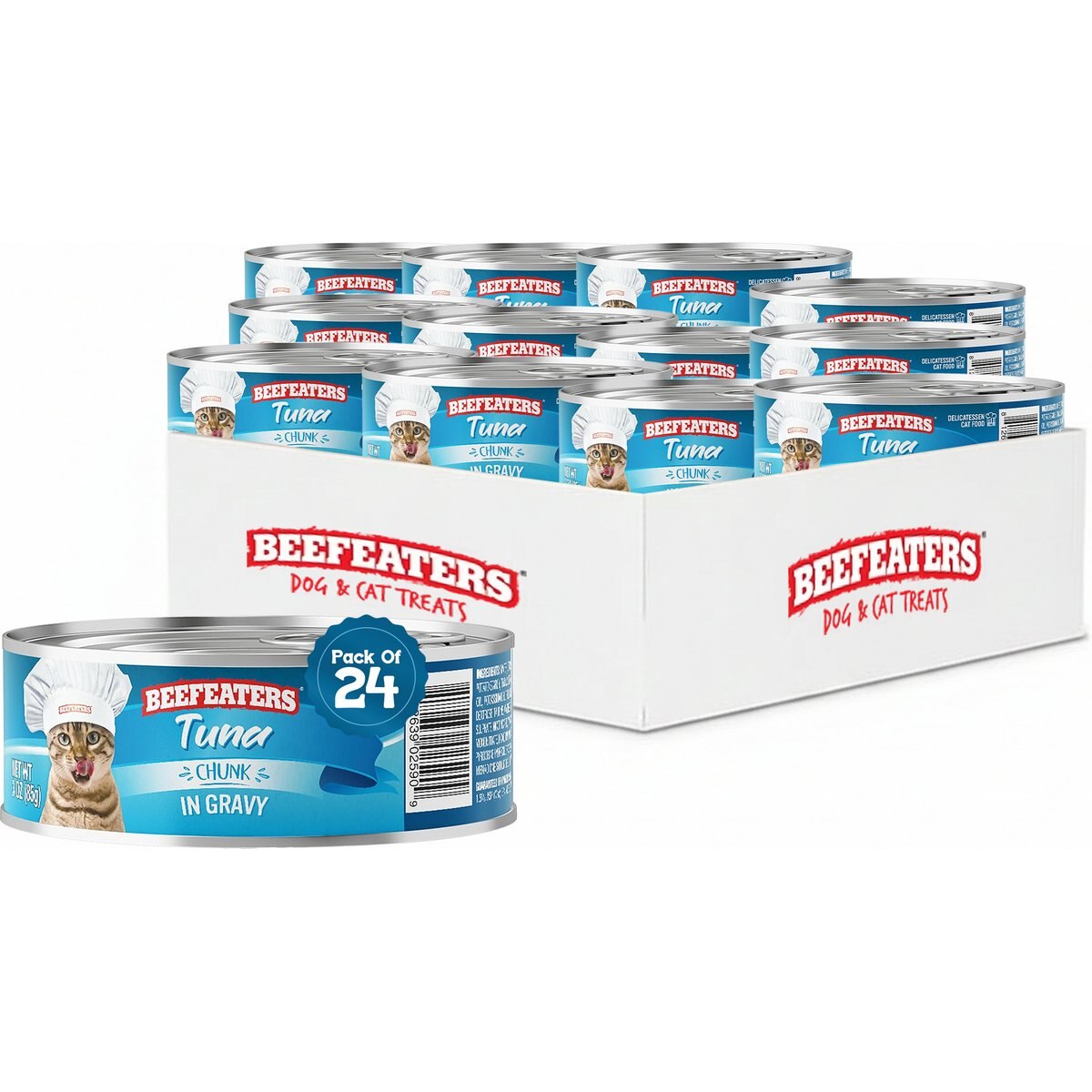 Beefeaters Tuna Chunk Gravy Wet Cat Food, 3-oz can, case of 24